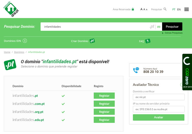 dns pt domain registration